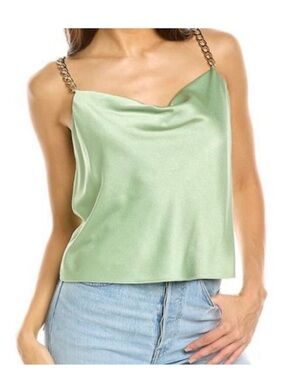 Alice + Olivia Womens  Harmon Chain Strap Drapey Slip Tank, Green